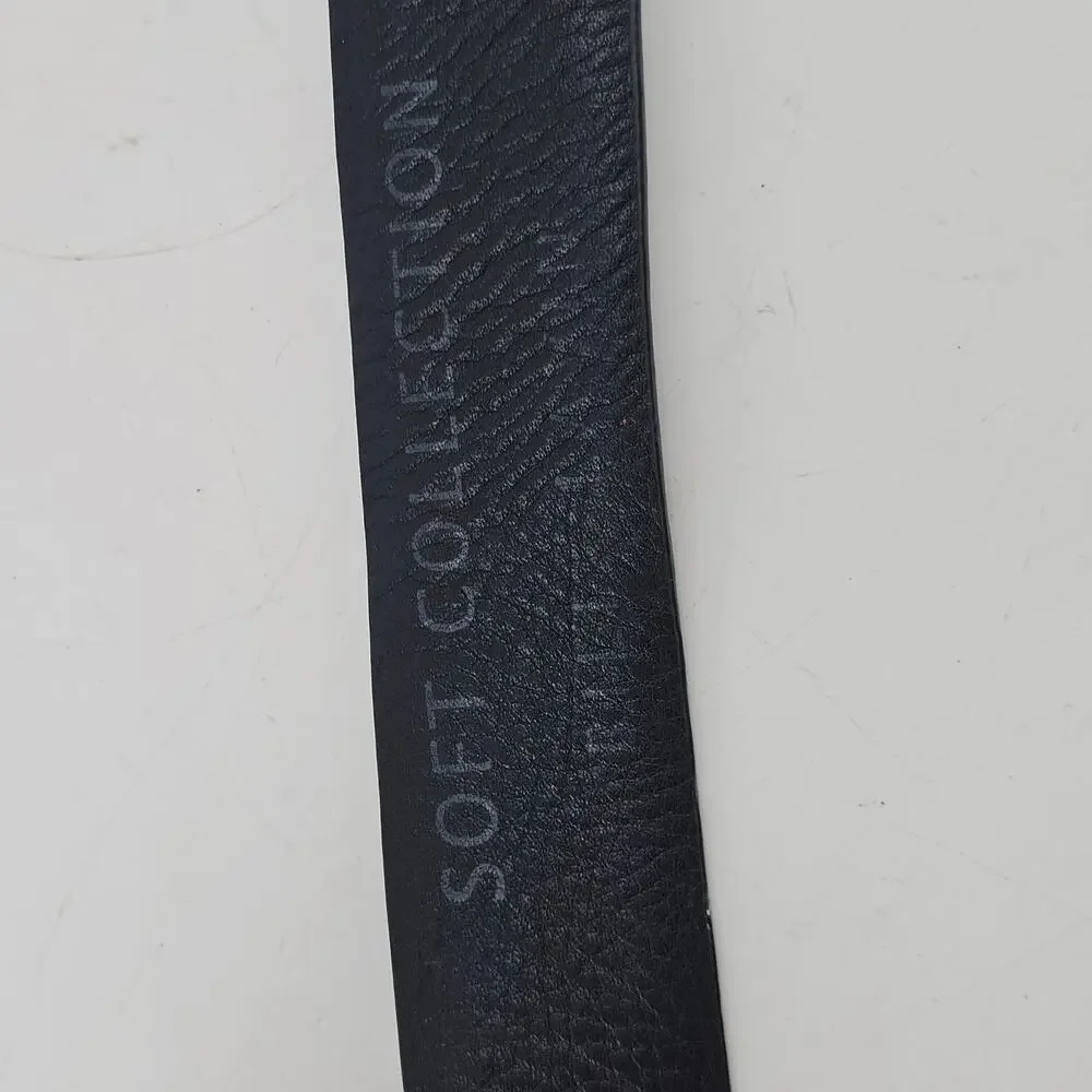 Bill Lavin Soft Collections Belt Mens 40 Black Leather Dress Silvertone Buckle